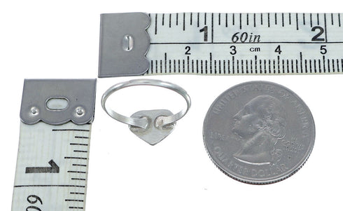 Native American Blue Opal Heart Sterling Silver Ring Size 5-1/2 NX11741